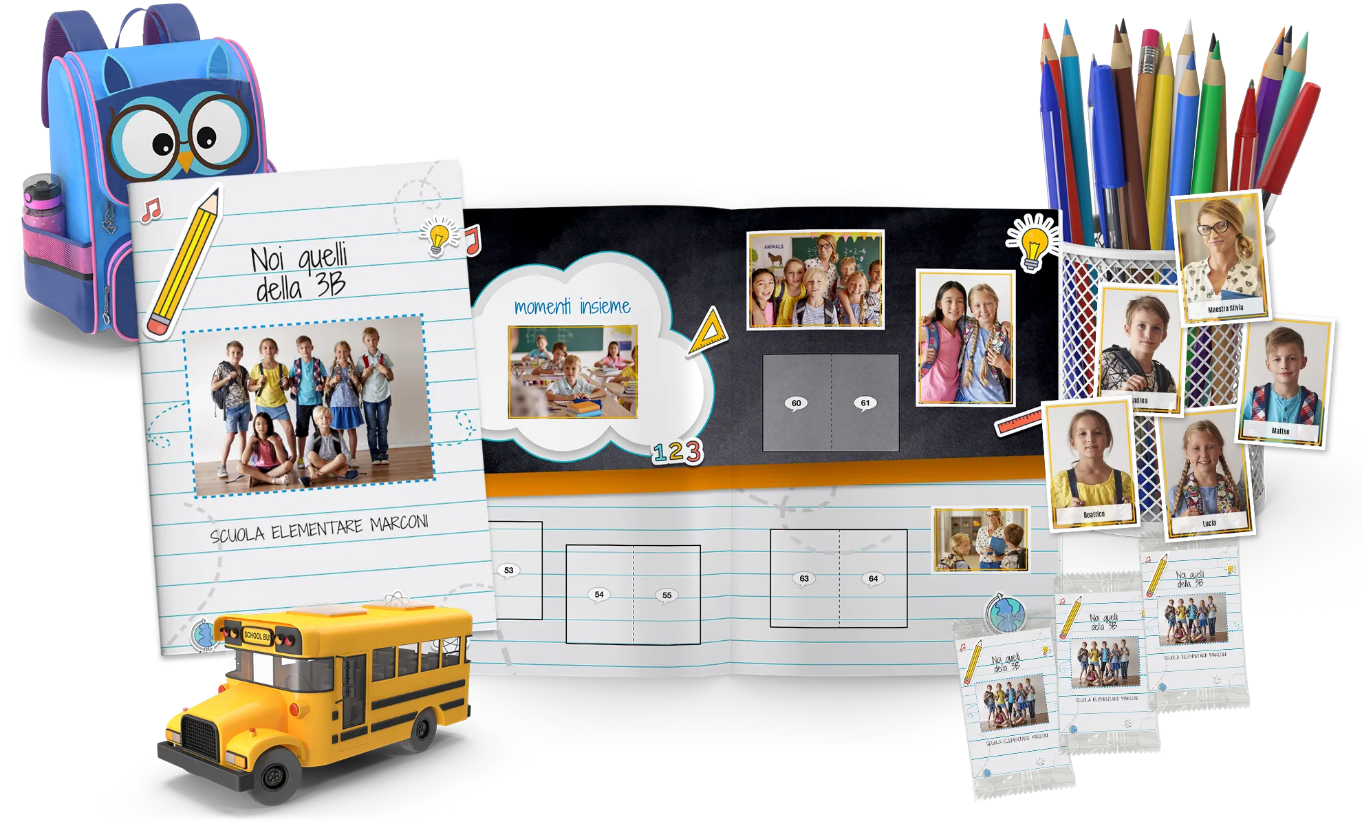 album di figurine regalo fine anno scolastico con foto